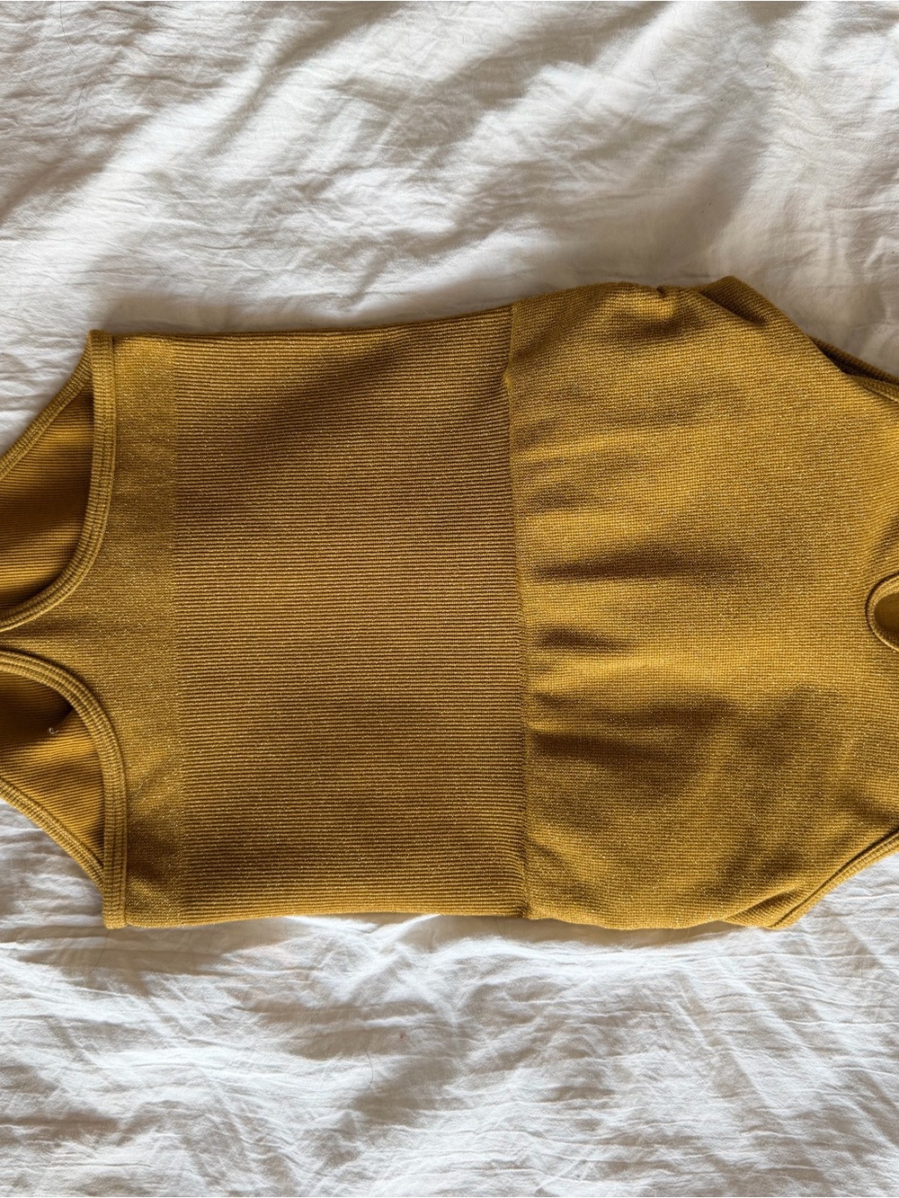 Kids Sleeveless Knit Bodysuit in Mustard Yellow